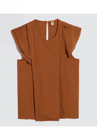 Blusa Para Mujer Manga Sisa Color Café  Marca Ostu #40121018 Ostu