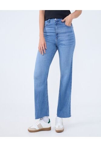 Jean Para Mujer Crop Flare Color Azul Medio Marca Ostu #40160527 Ostu