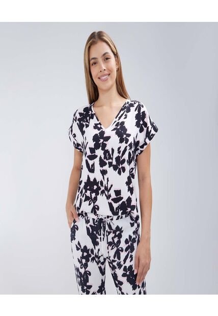 Blusa Para Mujer Manga Corta Color Negro Marca Ostu #40121005