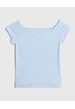 Camiseta Infantil Niña Manga Corta Cuello Redondo Color Celeste Marca Ostu #90090320 de Ostu