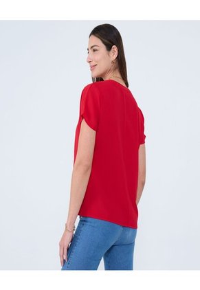 Blusa Para Mujer Manga Corta Color Rojo Marca Ostu #40121144