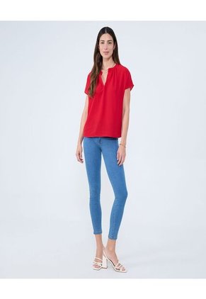 Blusa Para Mujer Manga Corta Color Rojo Marca Ostu #40121144