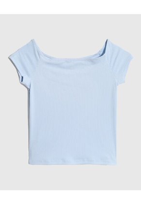 Camiseta Infantil Niña Manga Corta Cuello Redondo Color Celeste Marca Ostu #90090320