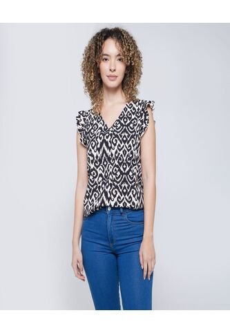 Blusa Para Mujer Manga Corta Color Negro Marca Ostu #40121040 Ostu