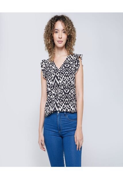 Blusa Para Mujer Manga Corta Color Negro Marca Ostu #40121040