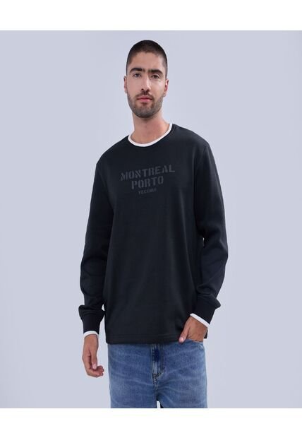 Buzo Para Hombre Cuello Redondo Color Negro Marca Ostu #60060451