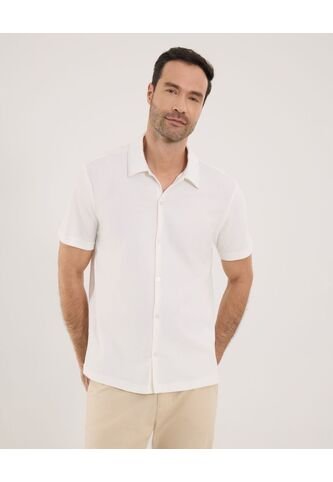 Camisa Para Hombre Manga Corta Sin Bolsillo Cuello Casual M Color Crema Marca Ostu #60010885 Ostu
