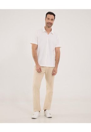 Camisa Para Hombre Manga Corta Sin Bolsillo Cuello Casual M Color Crema Marca Ostu #60010885