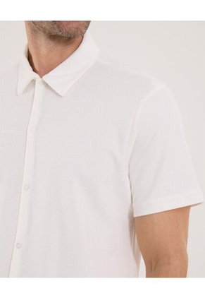 Camisa Para Hombre Manga Corta Sin Bolsillo Cuello Casual M Color Crema Marca Ostu #60010885