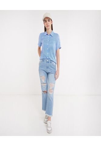 Jean Para Mujer Straight Color Azul  Marca Ostu #40160285 Ostu