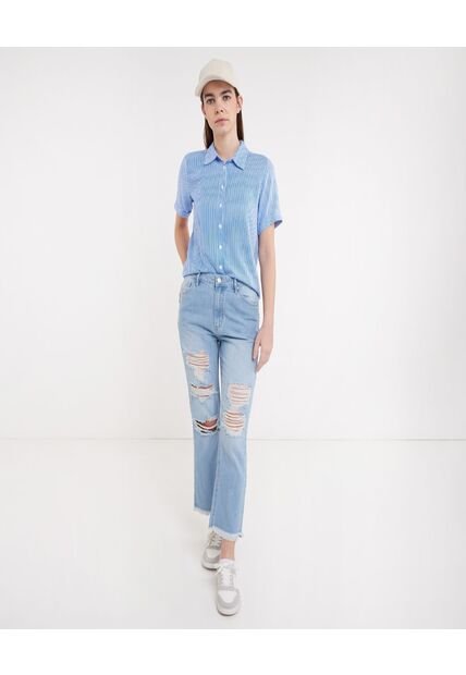 Jean Para Mujer Straight Color Azul  Marca Ostu #40160285