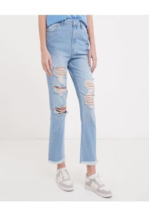 Jean Para Mujer Straight Color Azul  Marca Ostu #40160285