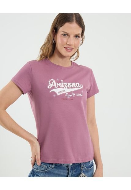 Camiseta Para Mujer Manga Corta Cuello Redondo Color Morado Marca Ostu #40092511