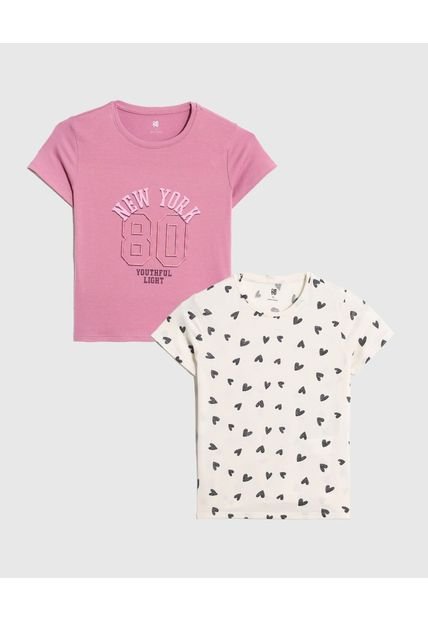 Camiseta Infantil Niña Manga Corta Cuello Redondo Color Rosado Marca Ostu #90090300