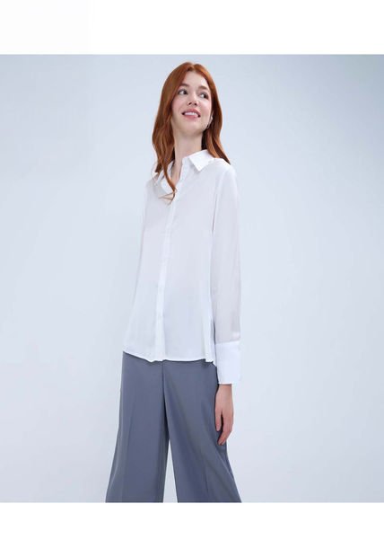 Camisa Para Mujer Manga Larga Color Crudo Marca Ostu #40010258