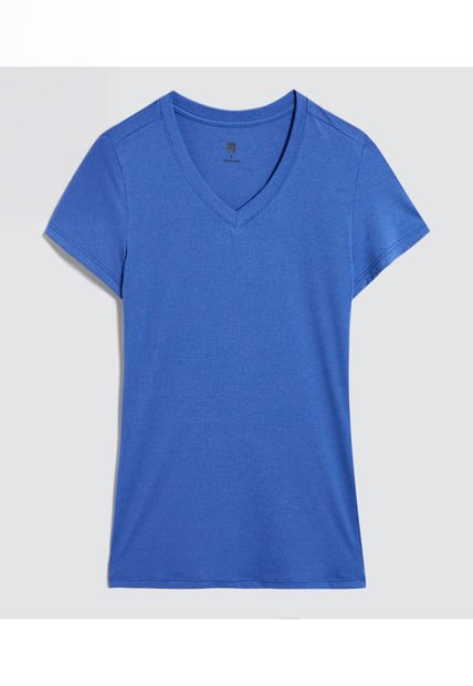 Camiseta Para Mujer Manga Corta Cuello V Color Azul  Marca Ostu #40092390