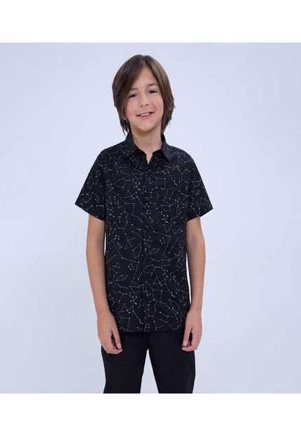 Camisa Para Niño Manga Corta Color Negro Marca Ostu #80010050