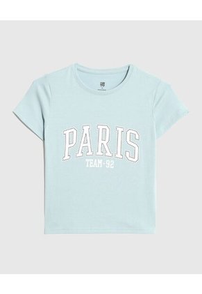 Camiseta Infantil Niña Manga Corta Cuello Redondo Color Azulclaro Marca Ostu #90090299