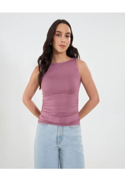 Camiseta Para Mujer Manga Sisa Cuello Redondo Color Morado Marca Ostu #40092515