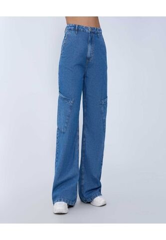 Jean Para Mujer Wide-Leg Color Azul  Marca Ostu #40160460 Ostu