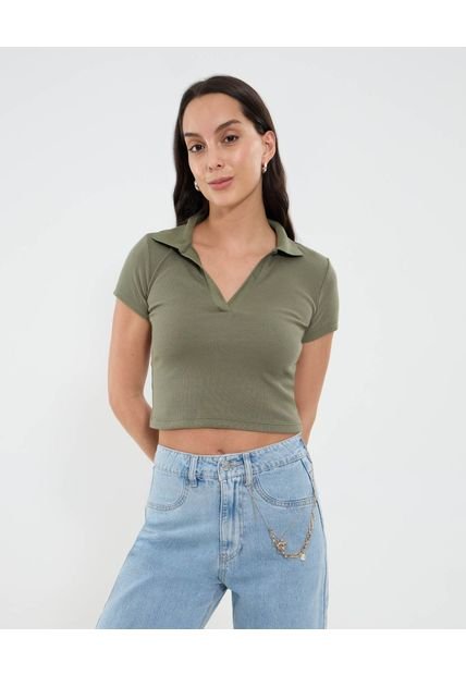 Polo Para Mujer Manga Corta Color Verde Marca Ostu #40110177