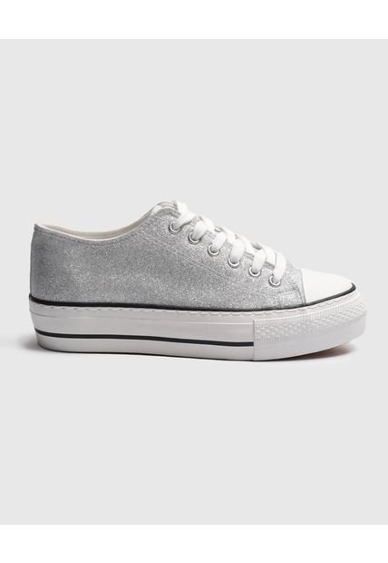 Tenis Para Mujer Canvas Color Plata Marca Ostu #40720183