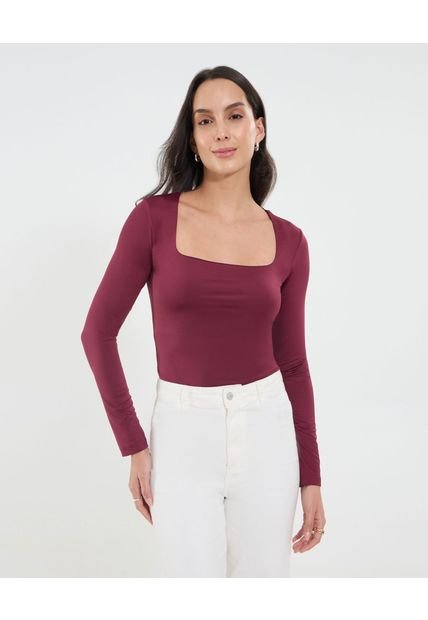 Camiseta Para Mujer Manga Larga Moda Color Vino Marca Ostu #40092467