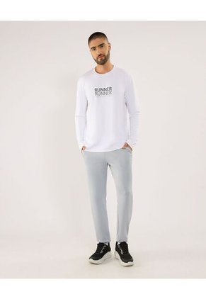 Camiseta Para Hombre Manga Larga Cuello Redondo Color Blanco Marca Ostu #60091733