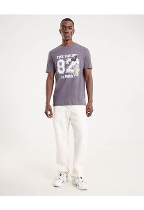 Camiseta Para Hombre Manga Corta Cuello Redondo Color Gris Marca Ostu #60091745