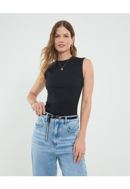 Camiseta Para Mujer Manga Sisa Cuello Redondo Color Negro Marca Ostu #40092523