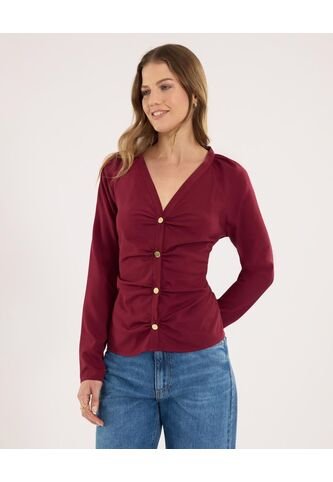 Blusa  Para Mujer Manga Larga Color Vino Marca Ostu #40121192 Ostu