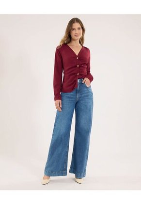 Blusa Para Mujer Manga Larga Color Vino Marca Ostu #40121192