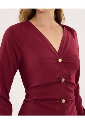 Blusa Para Mujer Manga Larga Color Vino Marca Ostu #40121192