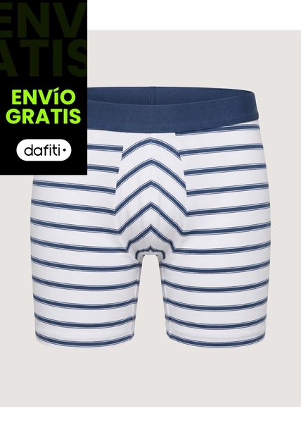 Bóxer Medio De Rayas Clásicas  Para Hombre Blanco Ostu