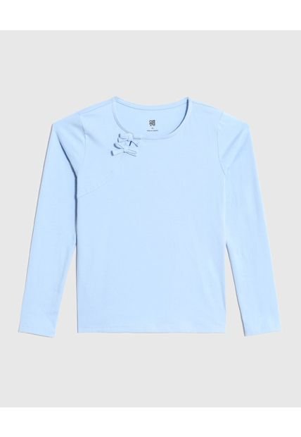 Camiseta Infantil Niña Manga Larga Cuello Redondo Color Azul Marca Ostu #90090323