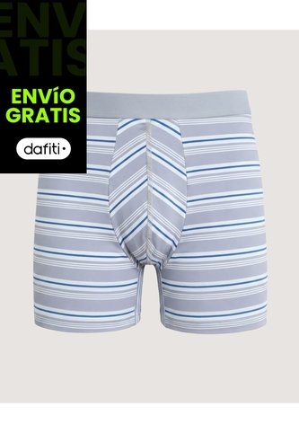 Bóxer Medio Rayas Clásicas  Para Hombre Gris Ostu Ostu