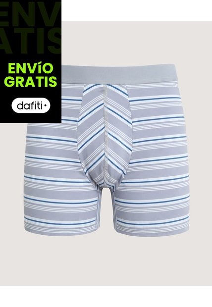 Bóxer Medio Rayas Clásicas  Para Hombre Gris Ostu
