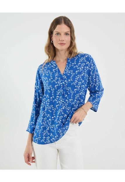 Blusa Para Mujer Manga 3/4 Color Azul Marca Ostu #40121178