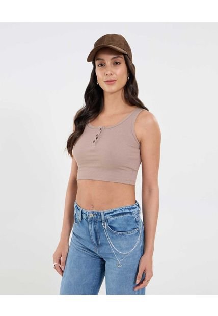 Camiseta Para Mujer Manga Sisa Cuello Redondo Color Café Marca Ostu #40092502