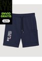 Bermuda  Infantil Niño Regular Corto Color Azul Marca Ostu #80100061 de Ostu