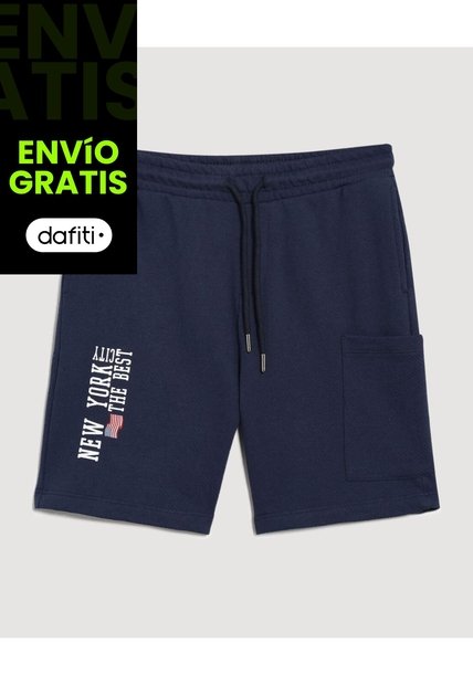 Bermuda  Infantil Niño Regular Corto Color Azul Marca Ostu #80100061