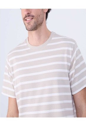 Camiseta Para Hombre Manga Corta Cuello Redondo Color Avena Marca Ostu #60091588