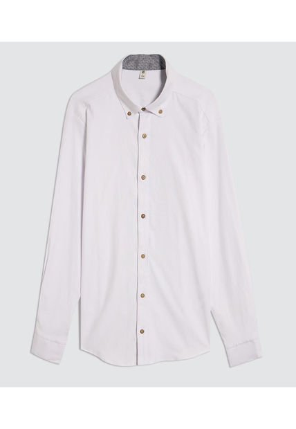 Camisa Para Hombre Manga Larga Sin Bolsillo Cuello Casual M Color Blanco Marca Ostu #60010774