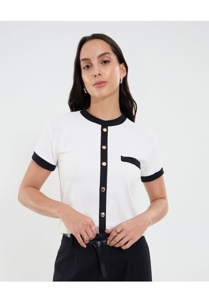 Camiseta Para Mujer Manga Corta Moda Color Crema Marca Ostu #40092596