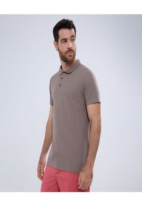 Polo Para Hombre Cuello Tejido Sin Bolsillo Color Café  Marca Ostu #60110674