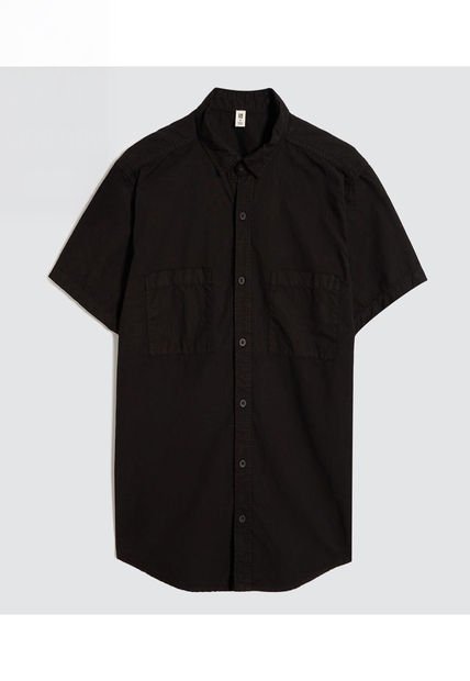 Camisa Para Hombre Manga Corta Con Bolsillo Color Negro Marca Ostu #60010675