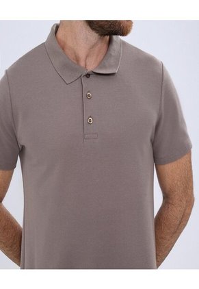 Polo Para Hombre Cuello Tejido Sin Bolsillo Color Café  Marca Ostu #60110674