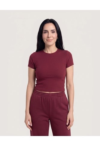 Crop Top Basico  Para Mujer Vino Ostu Ostu