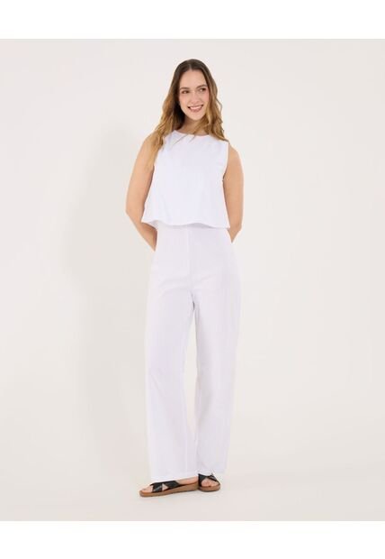 Enterizo  Para Mujer Manga Sisa Color Blanco Marca Ostu #40320140