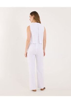 Enterizo  Para Mujer Manga Sisa Color Blanco Marca Ostu #40320140